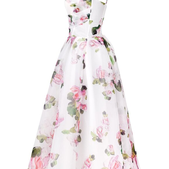 Floral Midi Dress - White and Pink - Picture 6 of 12